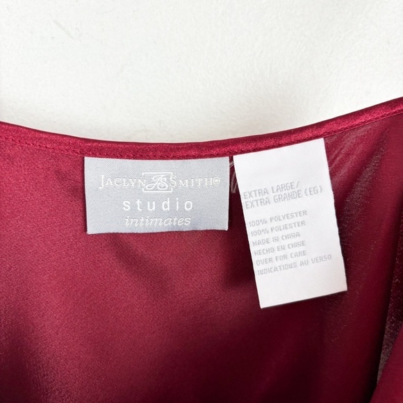 Jaclyn Smith Vintage Y2K Burgundy Paisley Embroidered Satin Slip Dress Sz XL - Picture 5 of 6